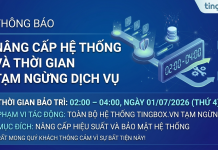 Thông báo nâng cấp hệ thống